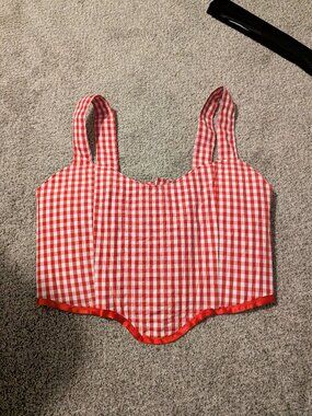 Handmade Red Gingham Corset Top
